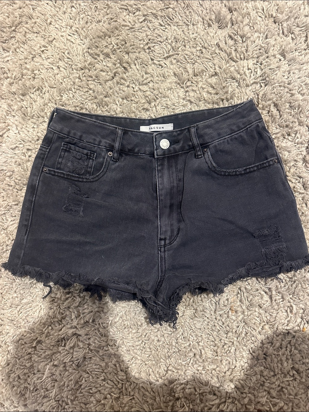 PacSun Black Distressed Frayed Hem Denim Shorts
